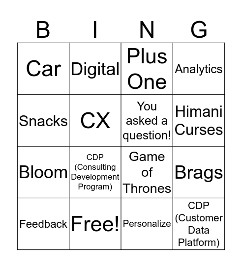 Enteractive Bingo Card