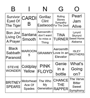 MUSIC Bingo Card