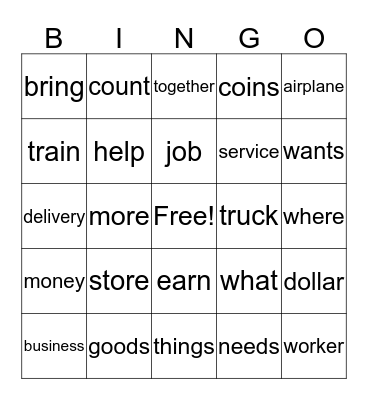 1st Grade Bingo Card