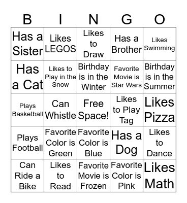 Get to Know You Bingo Card