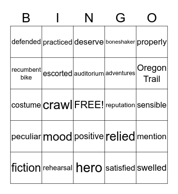 4th Grade Bingo Card