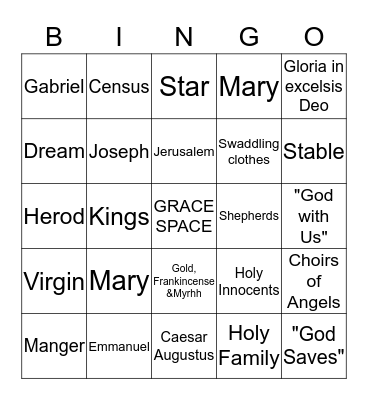 Reason for the Season Bingo Card