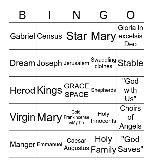 Reason for the Season Bingo Card