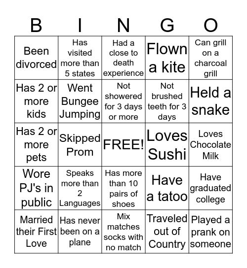 ~~DI Bingo~~ Bingo Card