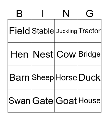 On the farm Bingo Card
