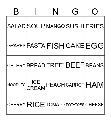 FOOD BINGO Card