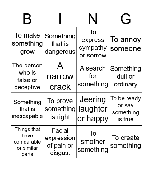 Quarter 2 Vocabulary Bingo Card