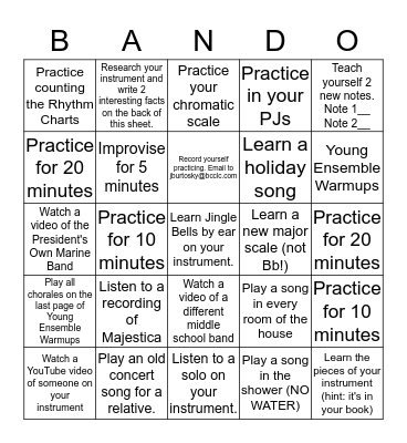 Winter Break Bando! Bingo Card