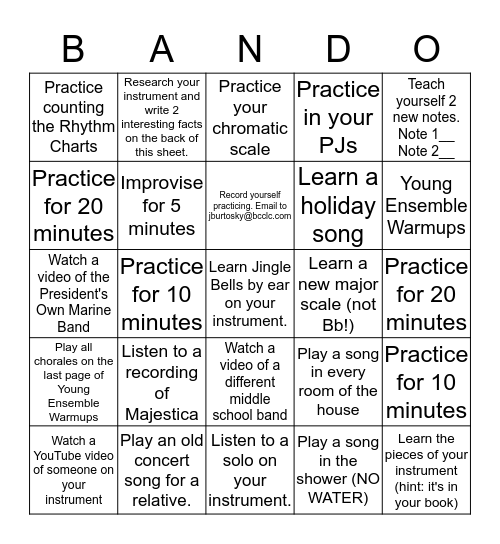 Winter Break Bando! Bingo Card