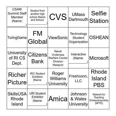 CS4RI Summit Bingo Card