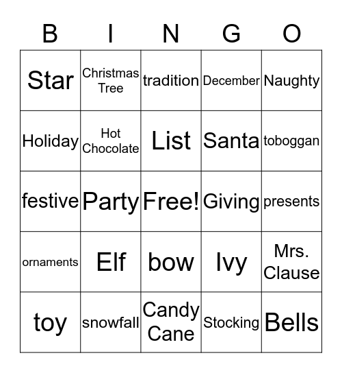 CHRISTMAS Bingo Card