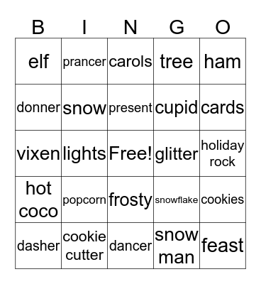 Holiday Bingo Card