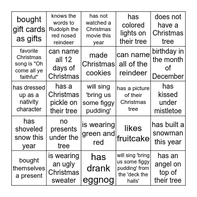 Christmas Bingo Card