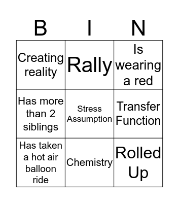 Glen Bingo Card
