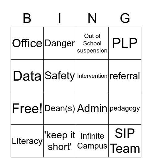 Staff Meeting 12/18 Bingo Card