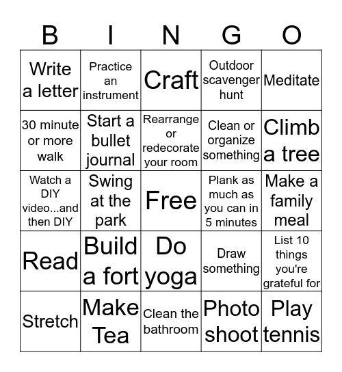 Winter Break Blackout Bingo  Bingo Card