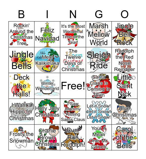 Holiday Music Bingo Card