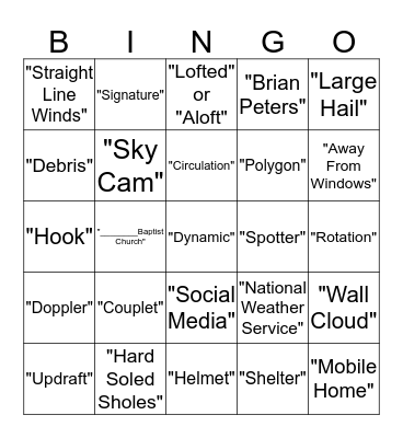 James Spann Severe Weather Bingo Card