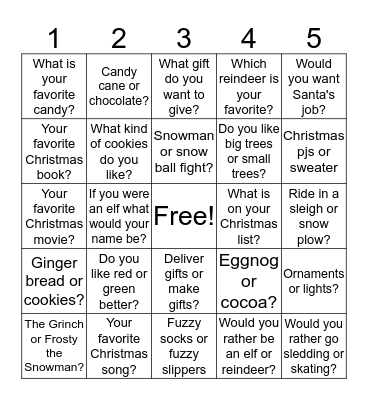 Christmas Bingo Card