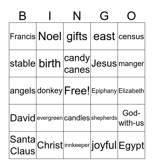 Christmas Bingo Card