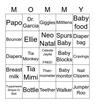 Ellie's Bingo Card