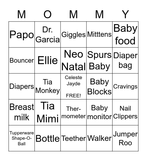 Ellie's Bingo Card