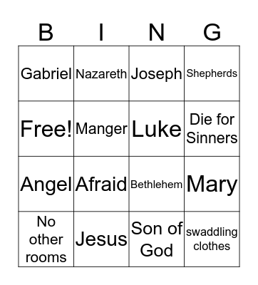 Christmas Bingo Card