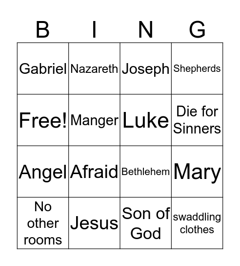 Christmas Bingo Card