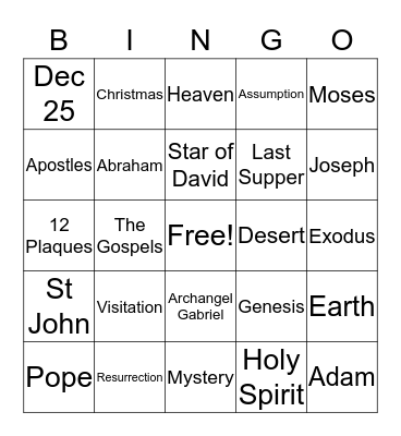 Merry Christmas Bingo Card
