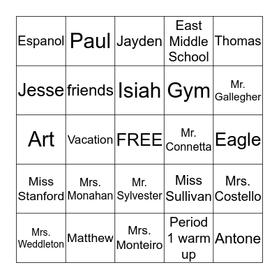 Who am I? Bingo Card