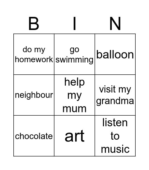 Bingo! Bingo Card