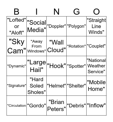 James Spann Severe Weather Bingo Card