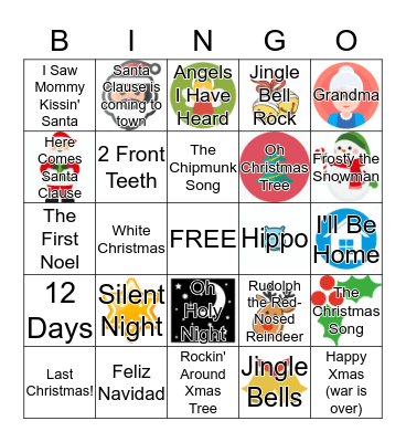 Christmas Song Bingo Card