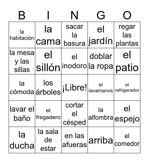 En la casa Bingo Card