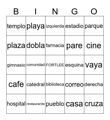 Mi pueblo y Las direcciones Bingo Card