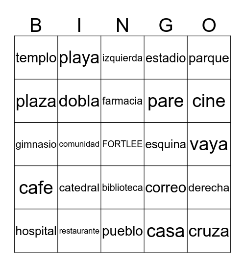 Mi pueblo y Las direcciones Bingo Card