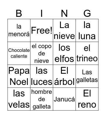 ¡Feliz invierno! ¡Feliz Navidad! ¡Feliz Janucá!  Bingo Card