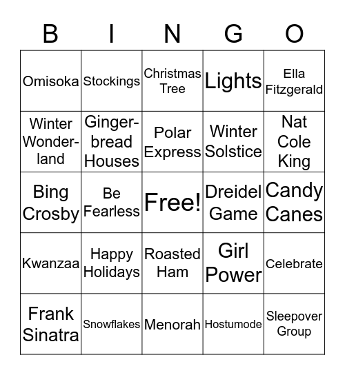 She's the First Holiday Bingo Card
