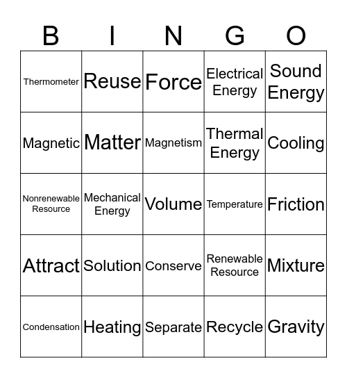 Christmas Science Bingo Card