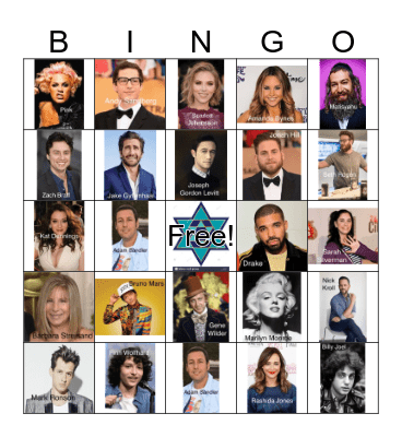 Jewish Celebrity Bingo Card