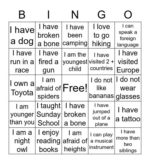 NOARK'S HUMAN  Bingo Card