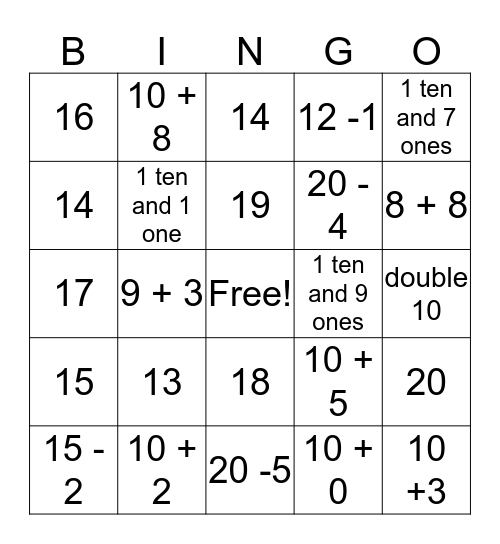 Math Bingo Cards Bingo Card