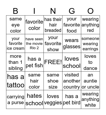 Kyla's Birthday Party Bingo Card