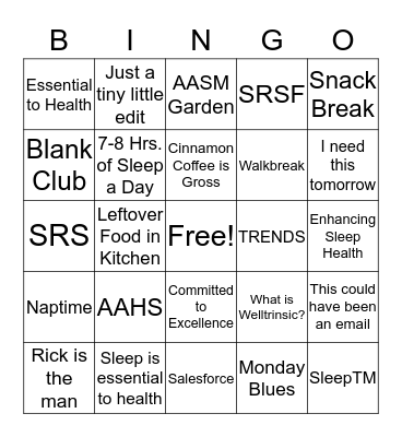 AASM Bingo Card