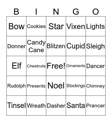 Christmas Bingo Card