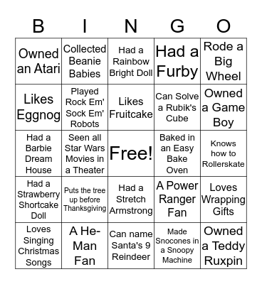 Cheerful Holidays of Yesteryear Bingo Card