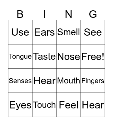 Vocabulary Bingo Card