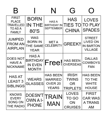 TRAMMELL FAMILY BINGO Card