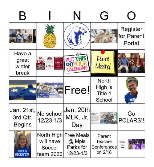 North High People and Facts Bingo Card