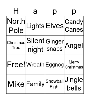 Hawthorn Holidays Bingo Card